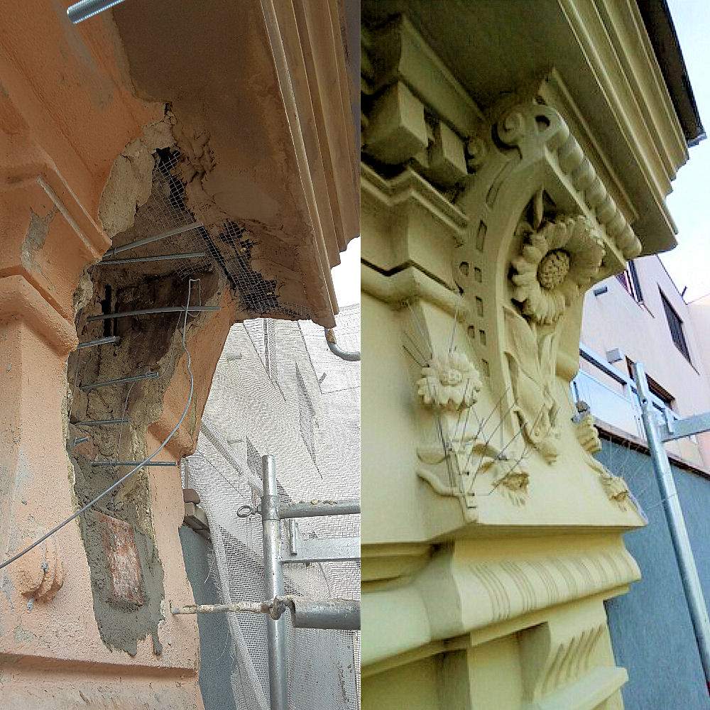 Obnova, oprava historických fasád, obnova štuků