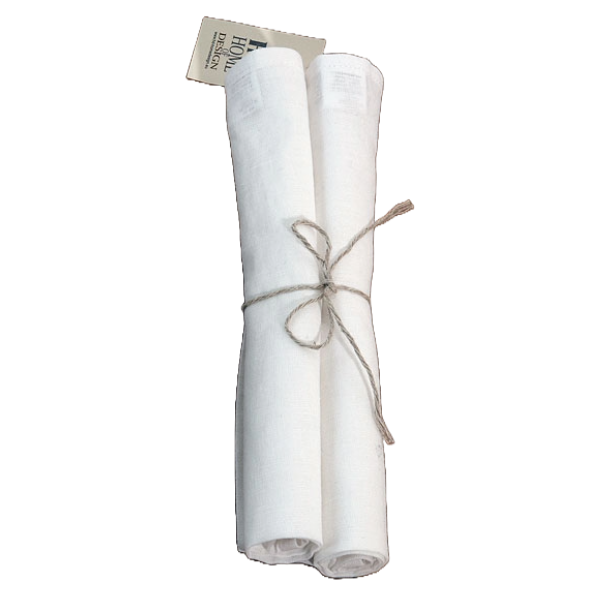 Linen - Cotton Table Napkins, Set of 2 Napkins Washable, 46 x 46 cm, White Color