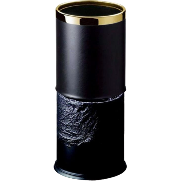 Hotel Room Round Waste Bin 8 l, gold welt, black leatherette