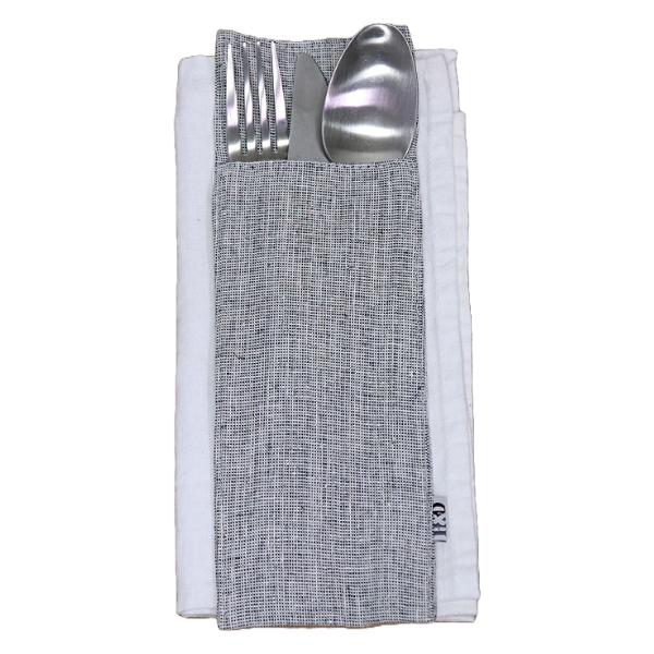 Cutlery Pocket, Linen,  24 x 9 cm, Cool Gray Color