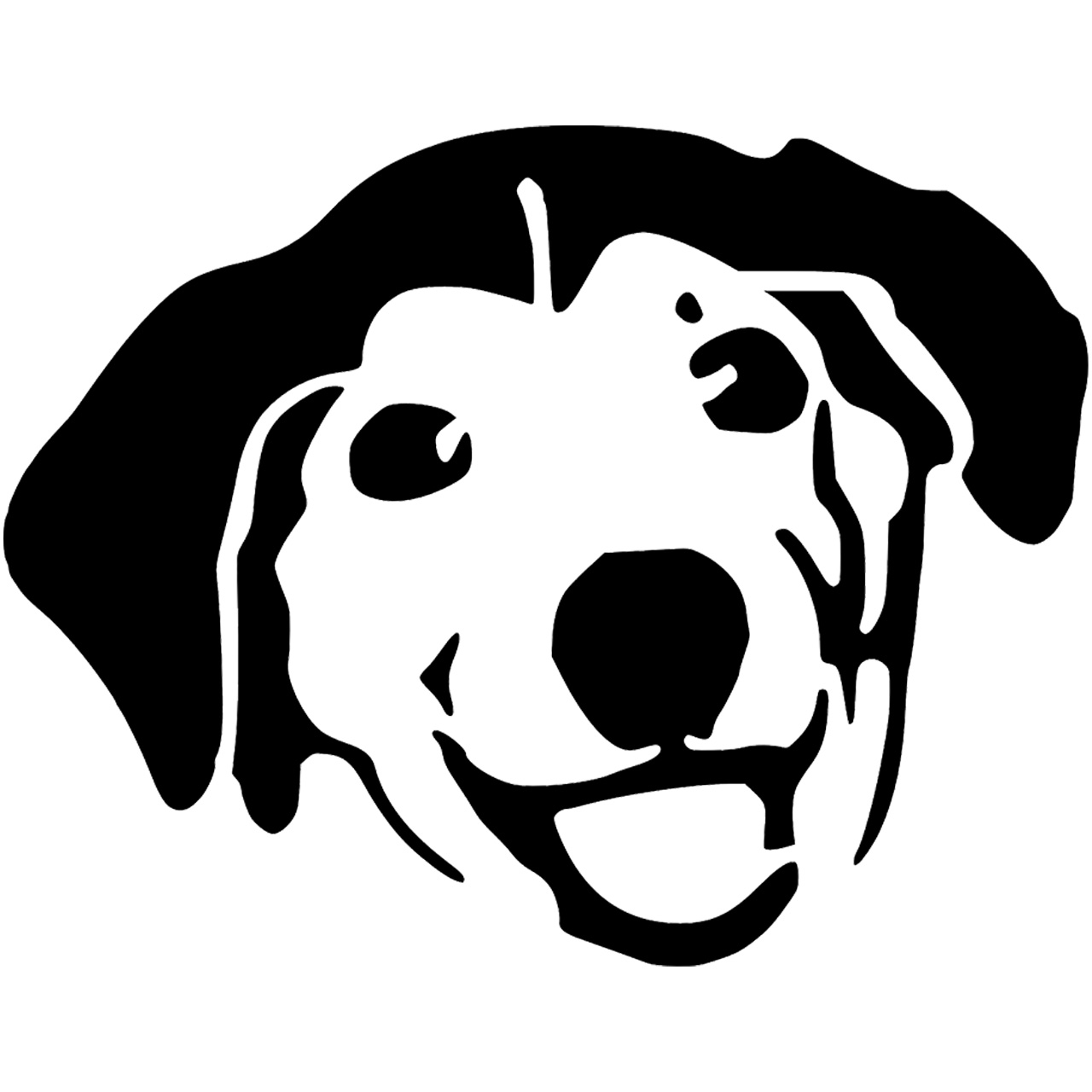 Černobílý obrázek hlavy psa