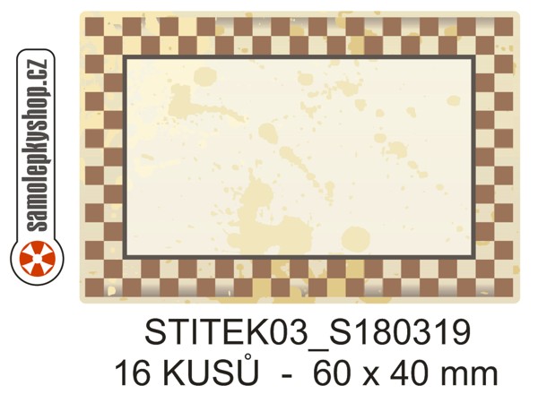 Štítky „šachovnice“ - 16 ks - 6 x 4 cm - plast