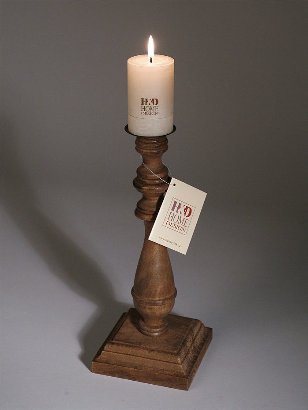 Luxury Candleholder, Solid Pine, Brown