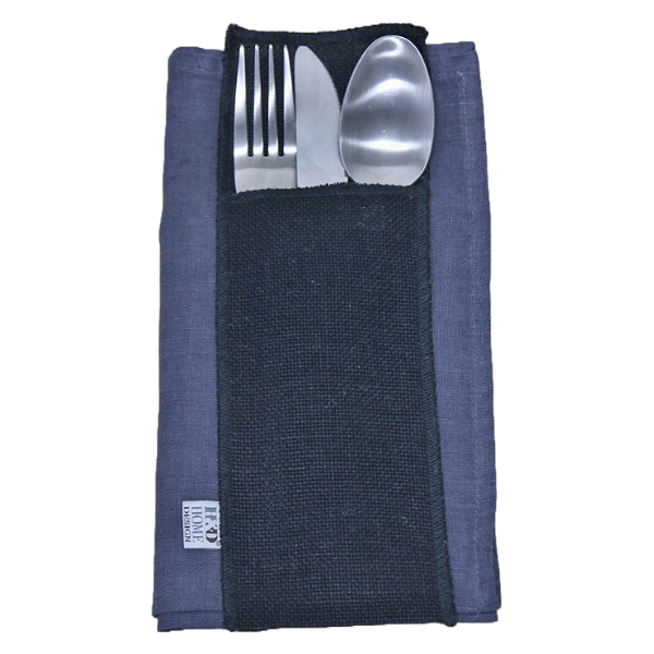 Cutlery Pocket, Linen,  24 x 9 cm, Navy Blue Color