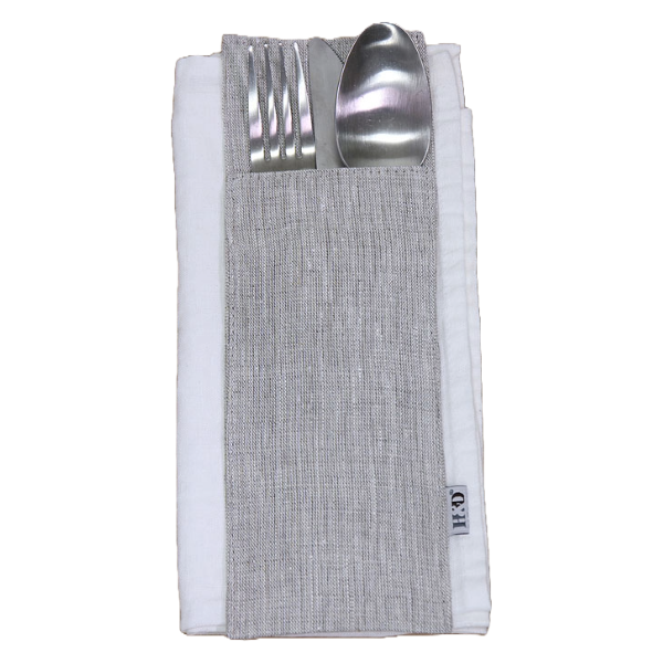Cutlery Pocket, Linen,  24 x 9 cm, Lavender Gray Color