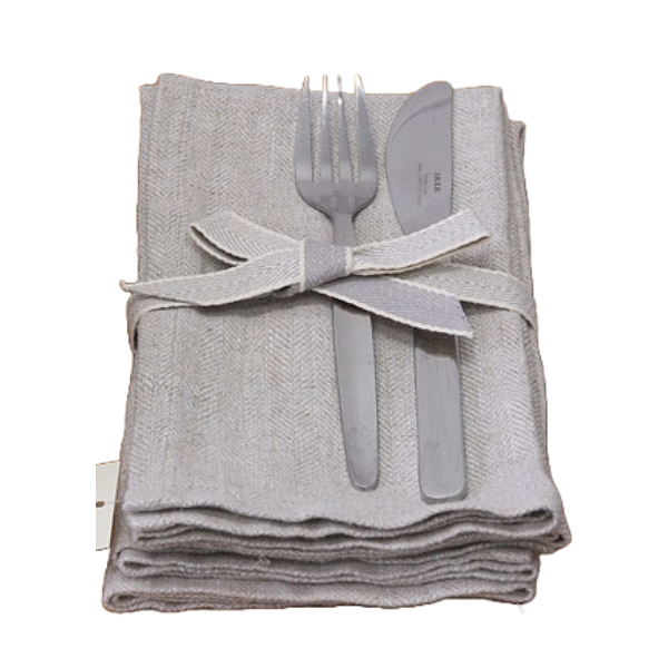 Linen Cloth Table Napkins, Set of 2 Napkins Washable, 46 x 46 cm, Lavender Gray Color