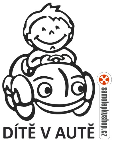Dítě v autě - kluk - řezaná samolepka