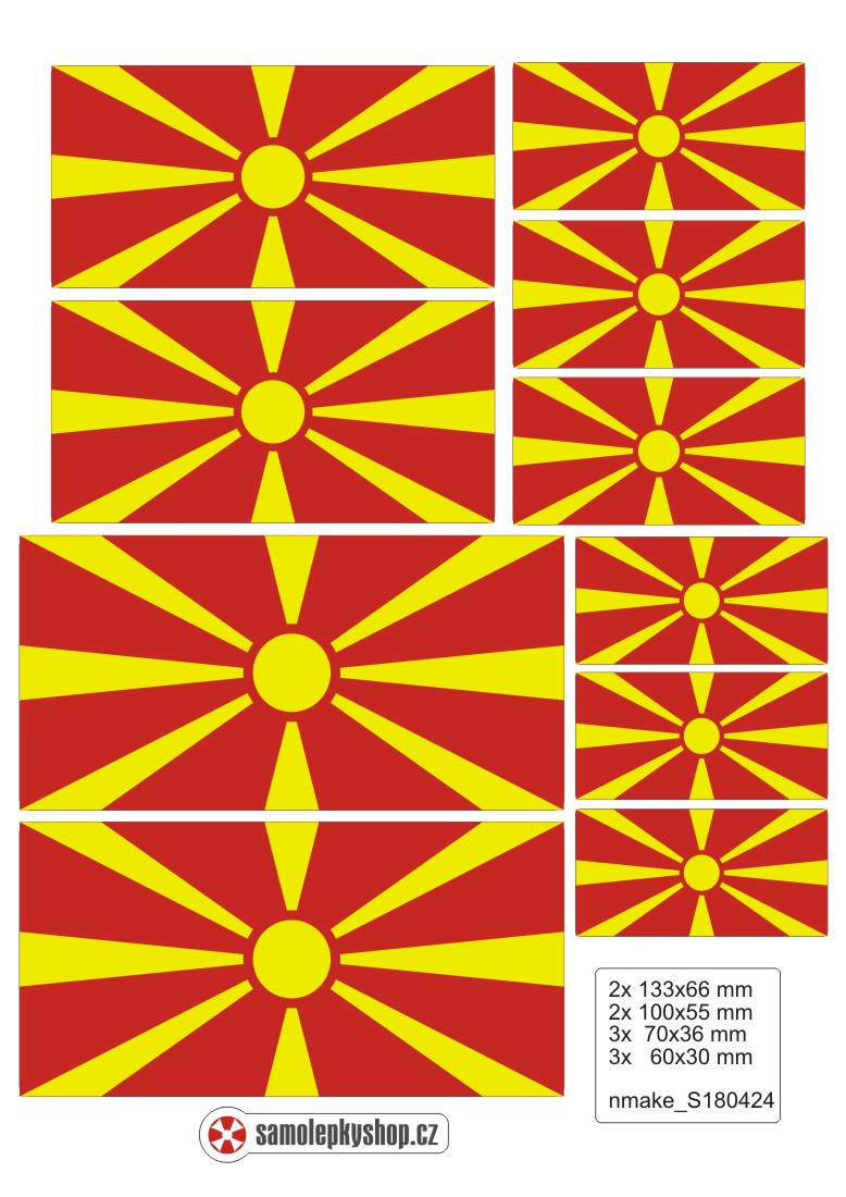 Samolepka vlajky SEVERNÍ MAKEDONIE