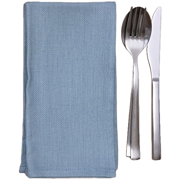 Linen Cloth Table Napkins, Set of 2 Napkins Washable, 46 x 46 cm, Steel Blue Color