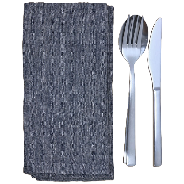 Linen Cloth Table Napkins, Set of 2 Napkins Washable, 46 x 46 cm, Gunmetal Gray Color