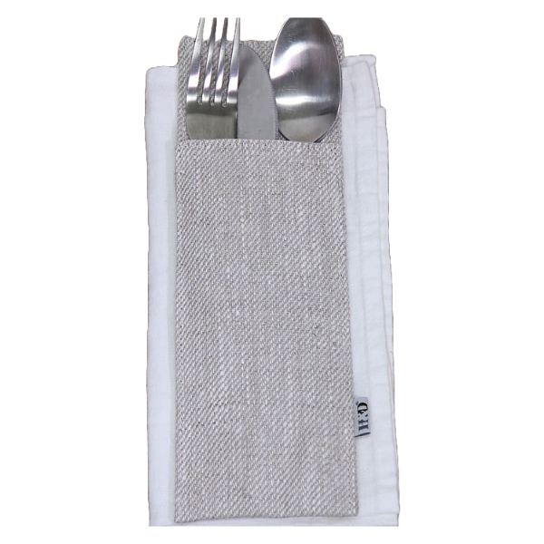 Cutlery Pocket, Linen,  24 x 9 cm, Taupe Gray Color