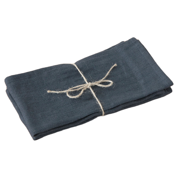 Linen Cloth Table Napkins, Set of 2 Napkins Washable, 46 x 46 cm, Charcoal Gray Color
