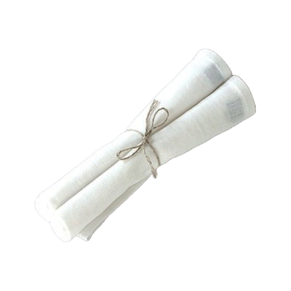 Linen Cloth Table Napkins, Set of 2 Napkins Washable, 46 x 46 cm, White Color